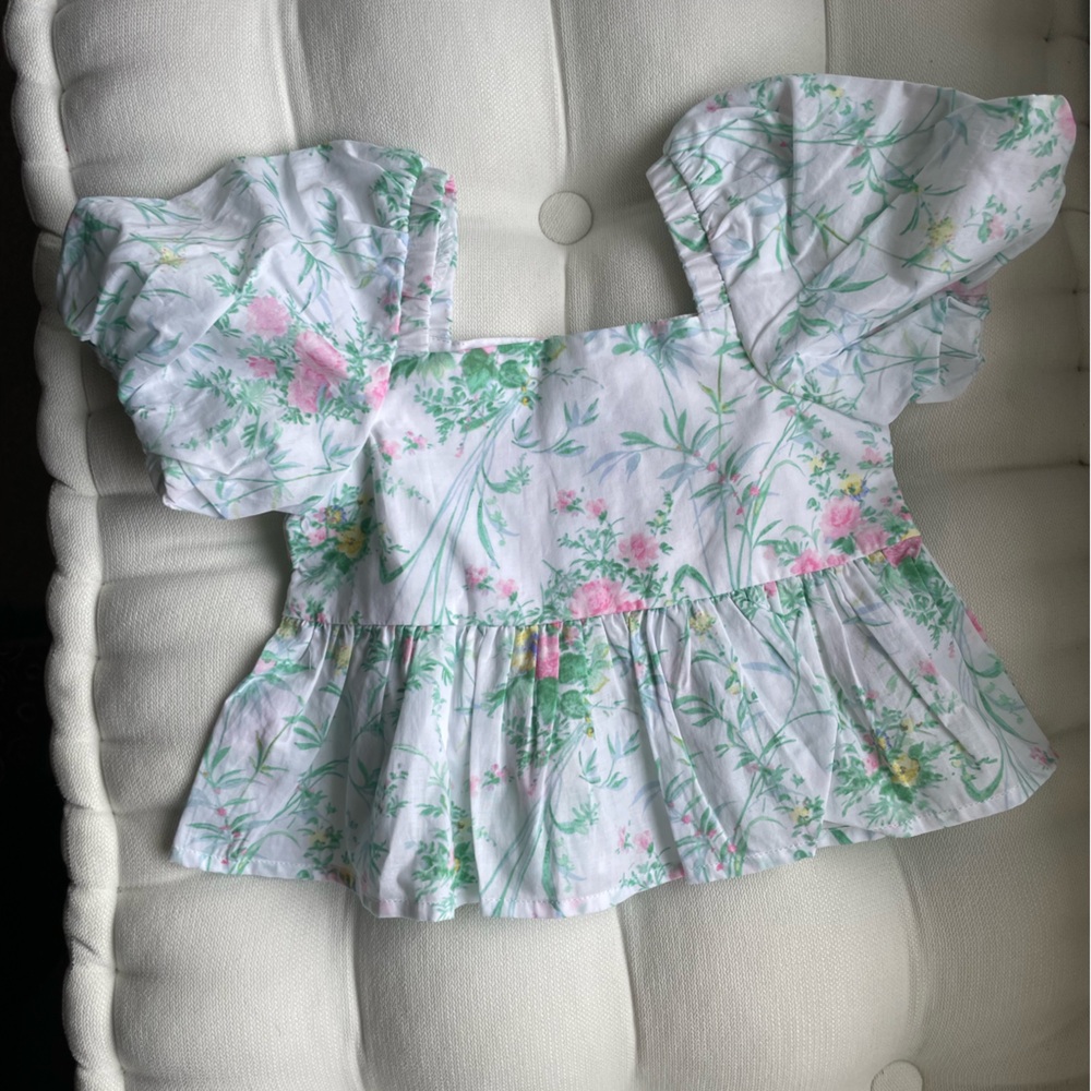 [Janie and Jack] NWT Floral Top with Green and Pink Accents